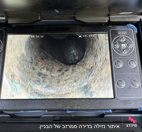 מסך תצוגה של מצלמה בתוך צינור
